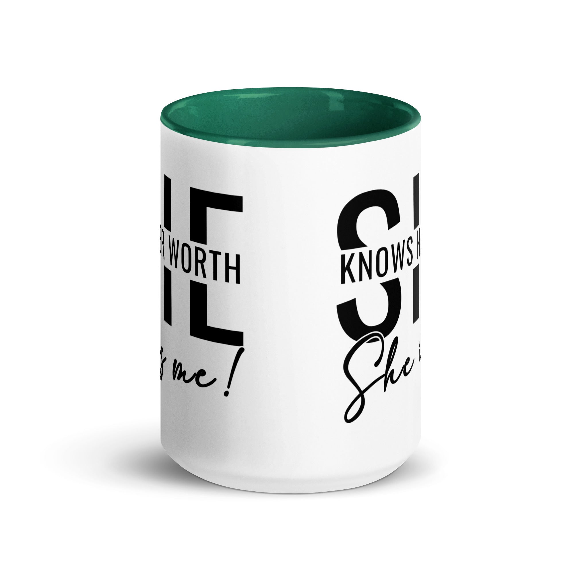 She Knowns Her Worth Mug with Color Inside-Phoenix Styles