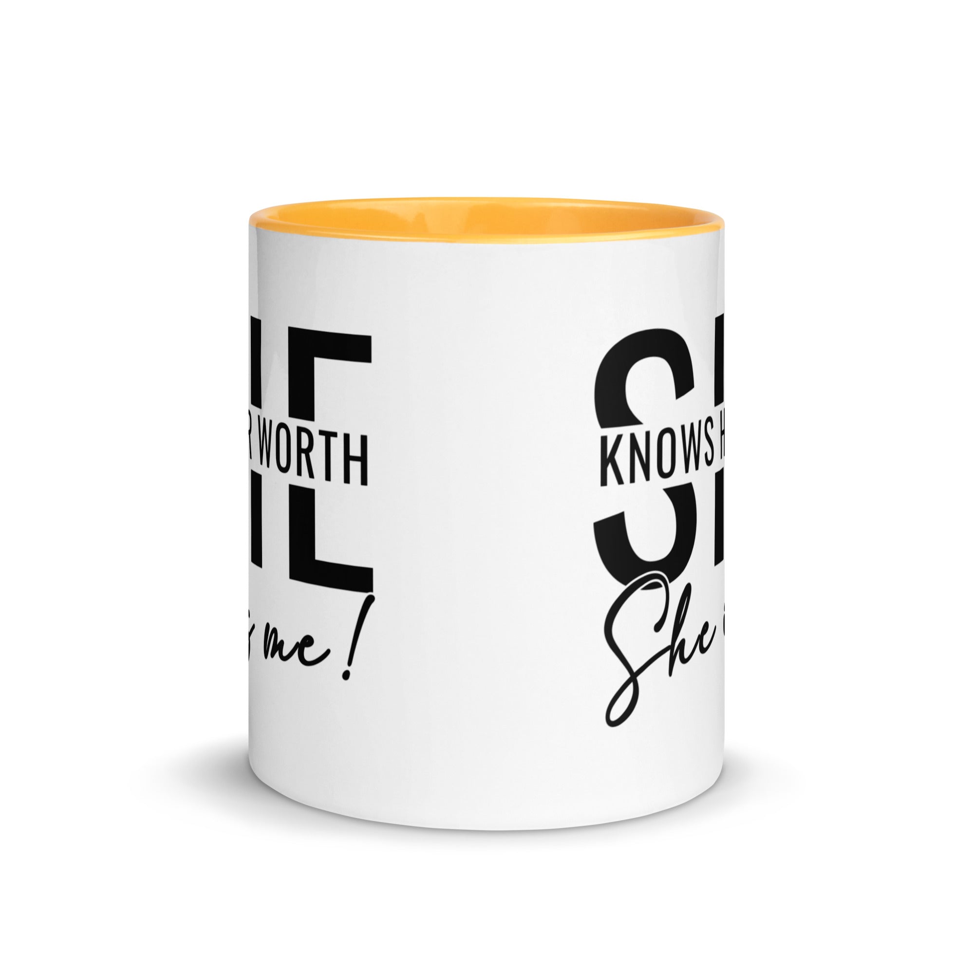 She Knowns Her Worth Mug with Color Inside-Phoenix Styles