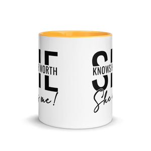 She Knowns Her Worth Mug with Color Inside-Phoenix Styles