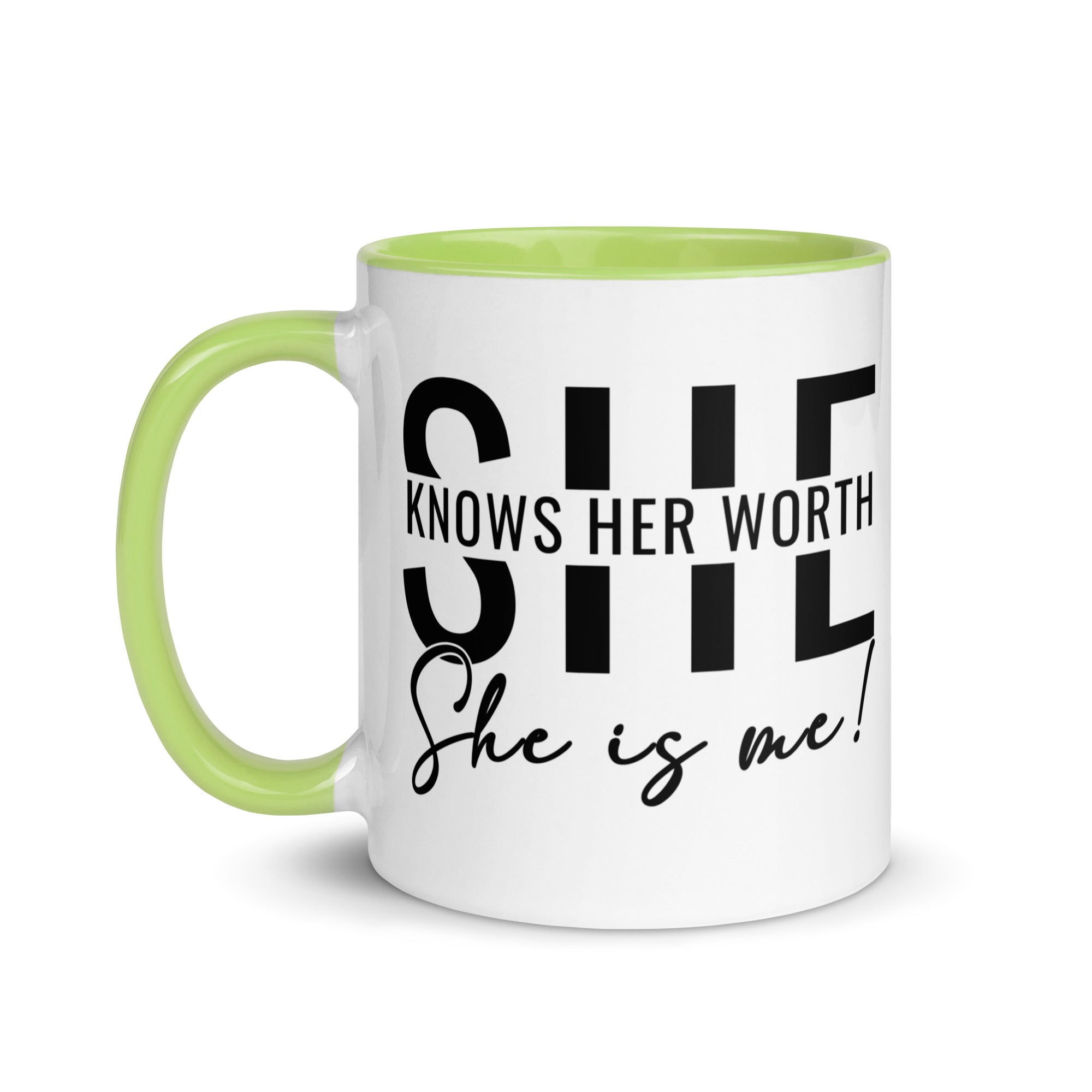 She Knowns Her Worth Mug with Color Inside-Phoenix Styles