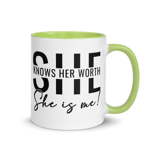 She Knowns Her Worth Mug with Color Inside-Phoenix Styles