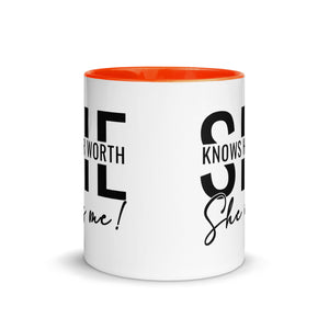 She Knowns Her Worth Mug with Color Inside-Phoenix Styles