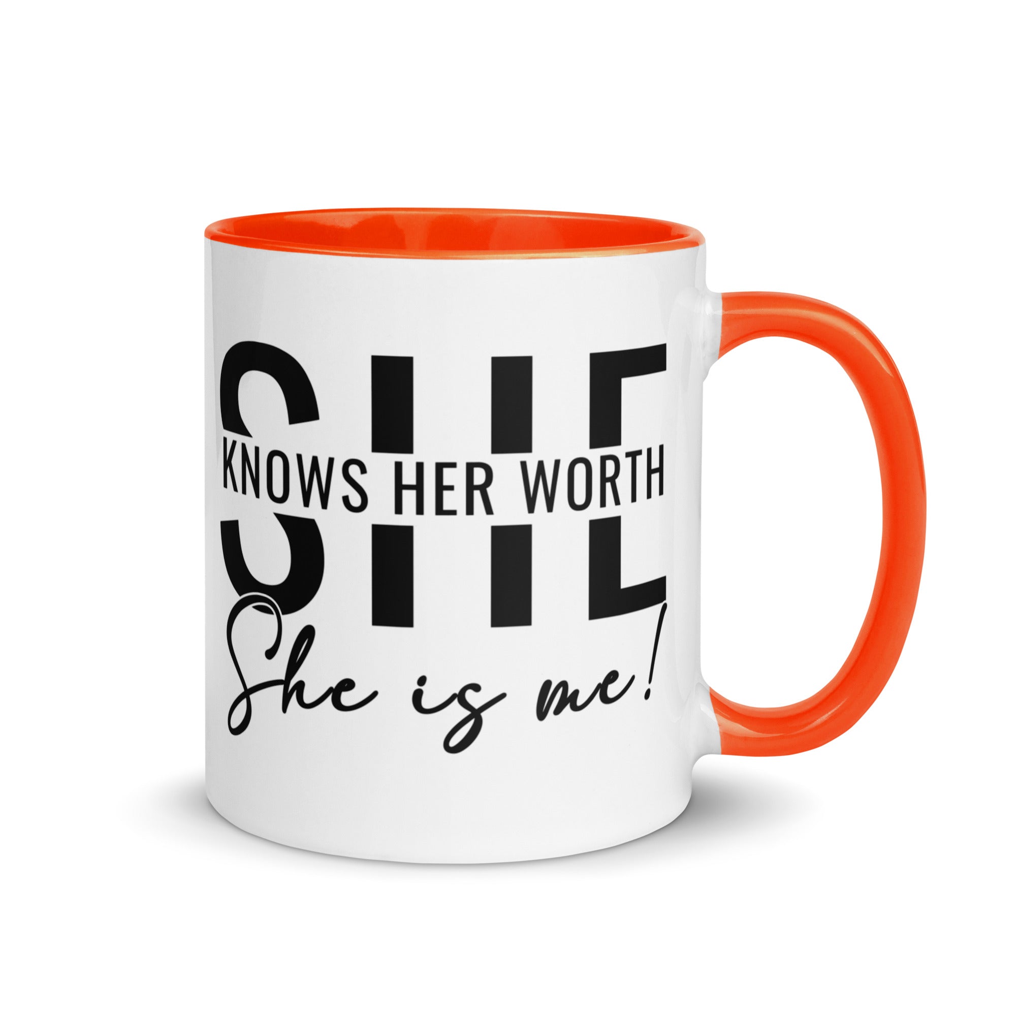 She Knowns Her Worth Mug with Color Inside-Phoenix Styles