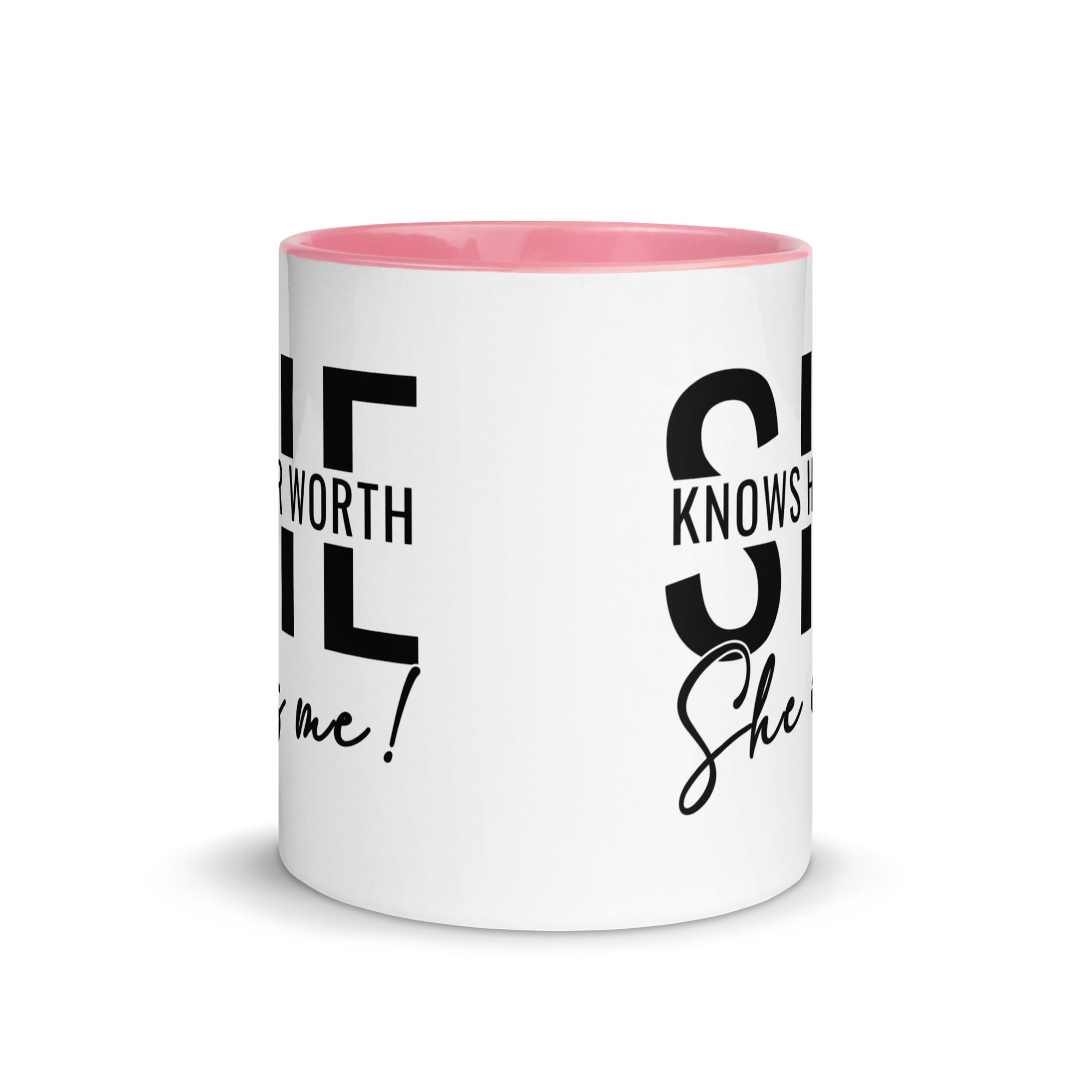 She Knowns Her Worth Mug with Color Inside-Phoenix Styles