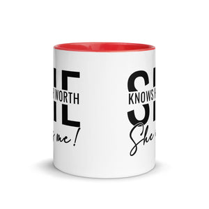 She Knowns Her Worth Mug with Color Inside-Phoenix Styles