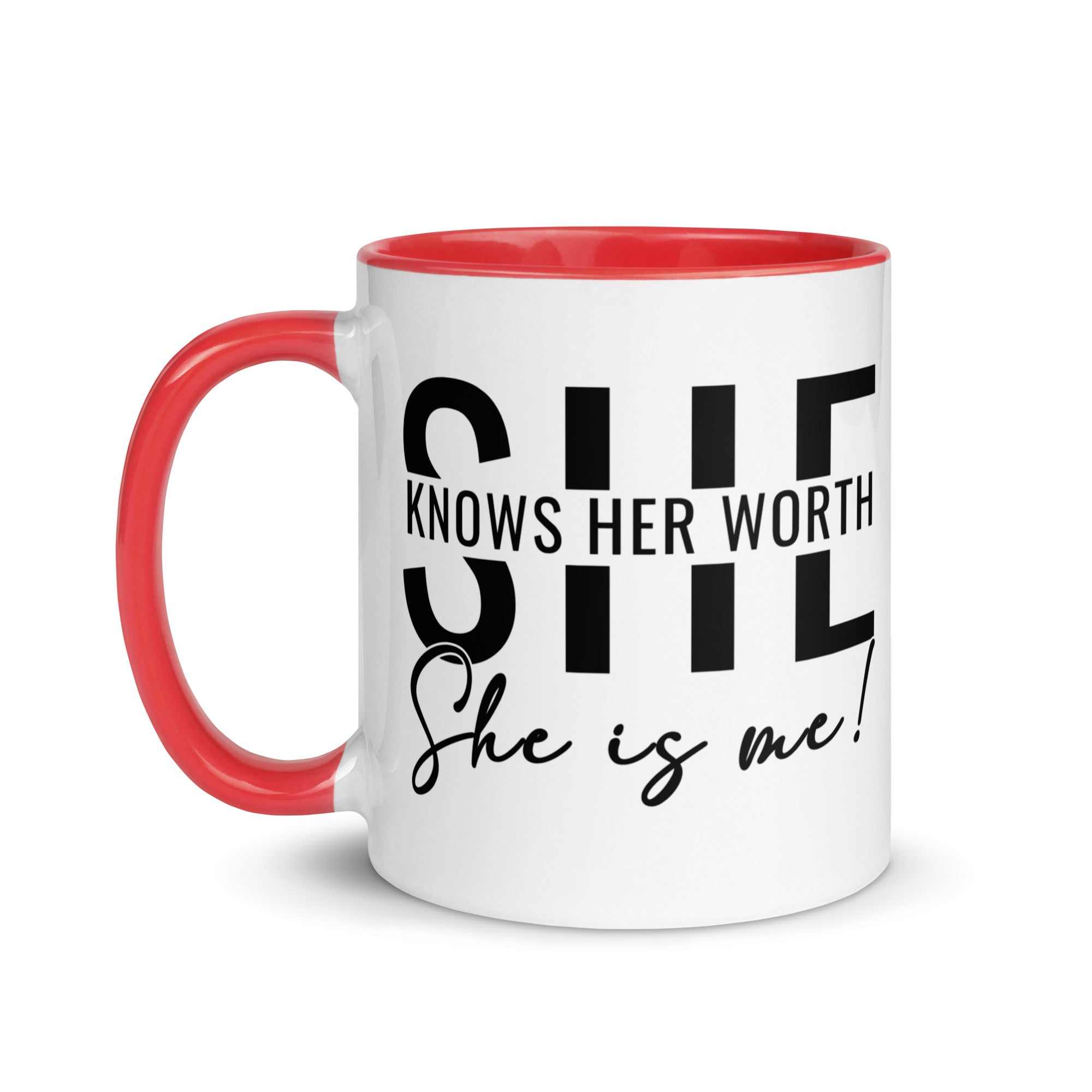 She Knowns Her Worth Mug with Color Inside-Phoenix Styles