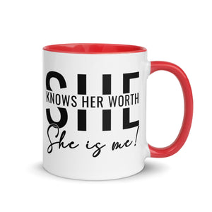 She Knowns Her Worth Mug with Color Inside-Phoenix Styles