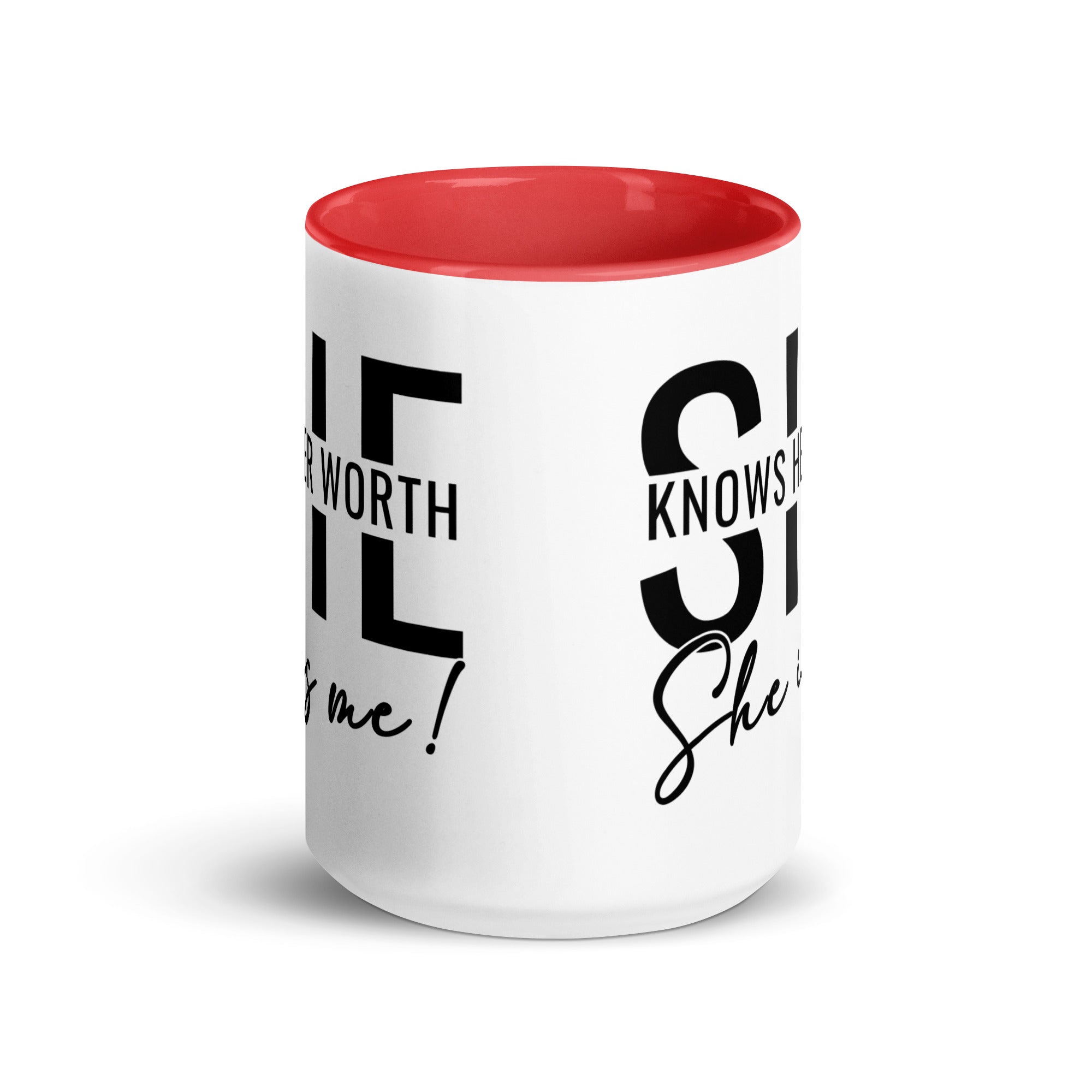 She Knowns Her Worth Mug with Color Inside-Phoenix Styles