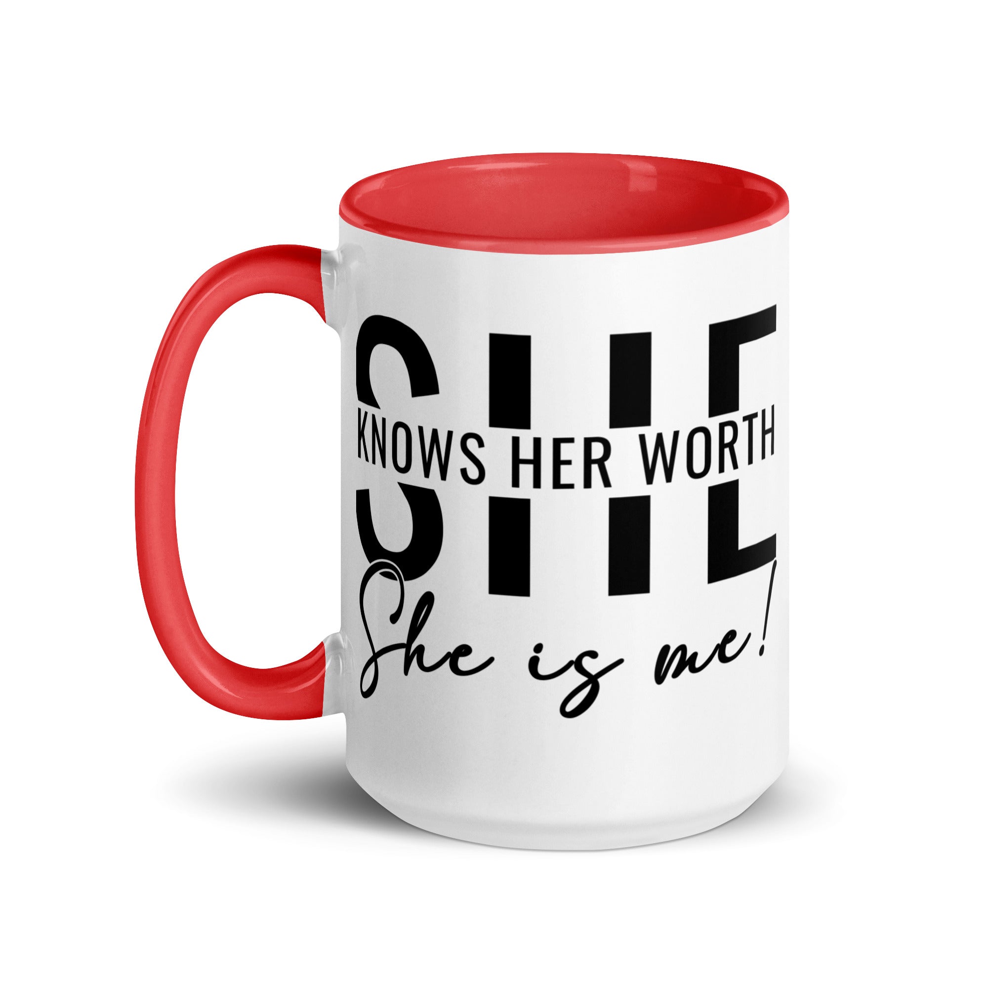 She Knowns Her Worth Mug with Color Inside-Phoenix Styles