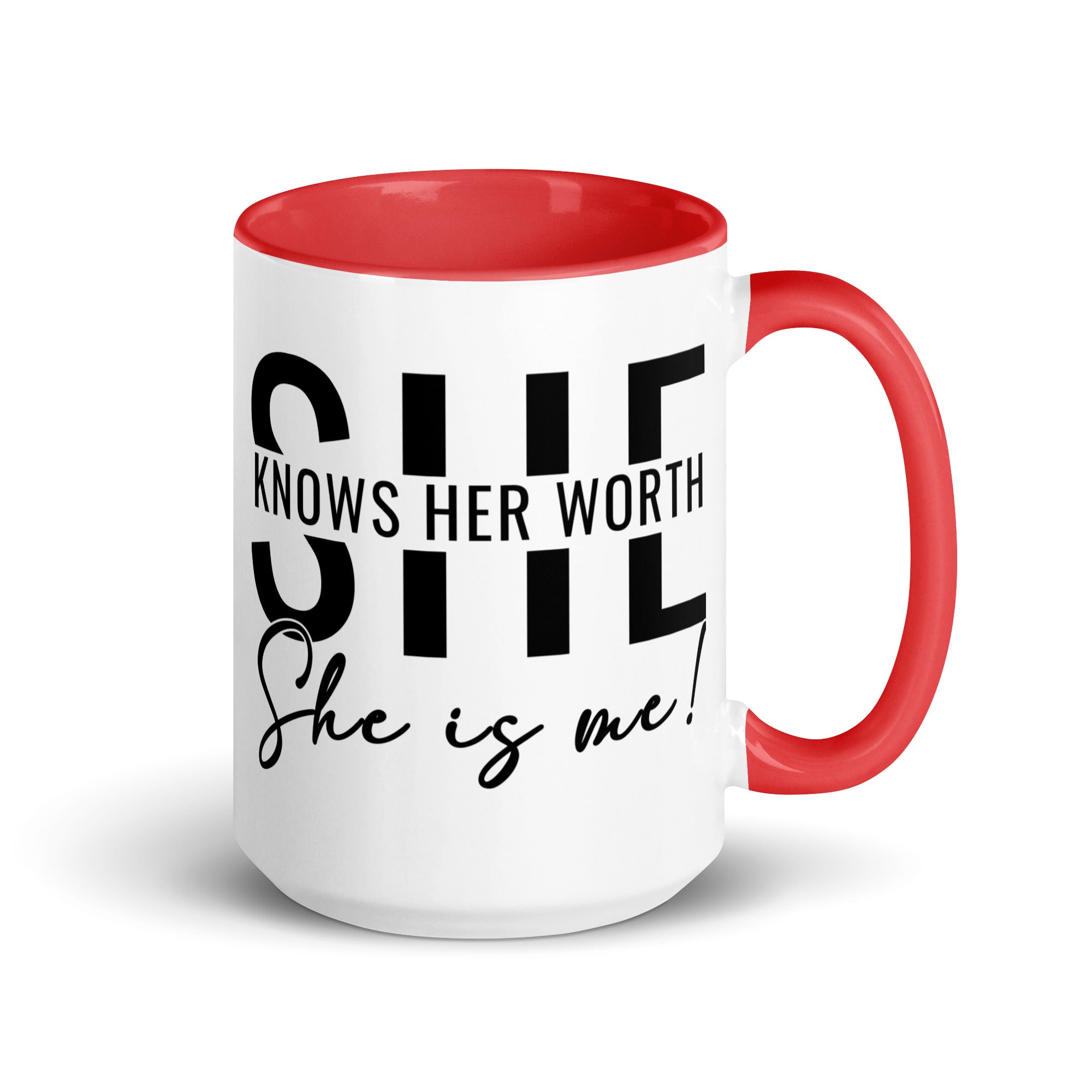 She Knowns Her Worth Mug with Color Inside-Phoenix Styles