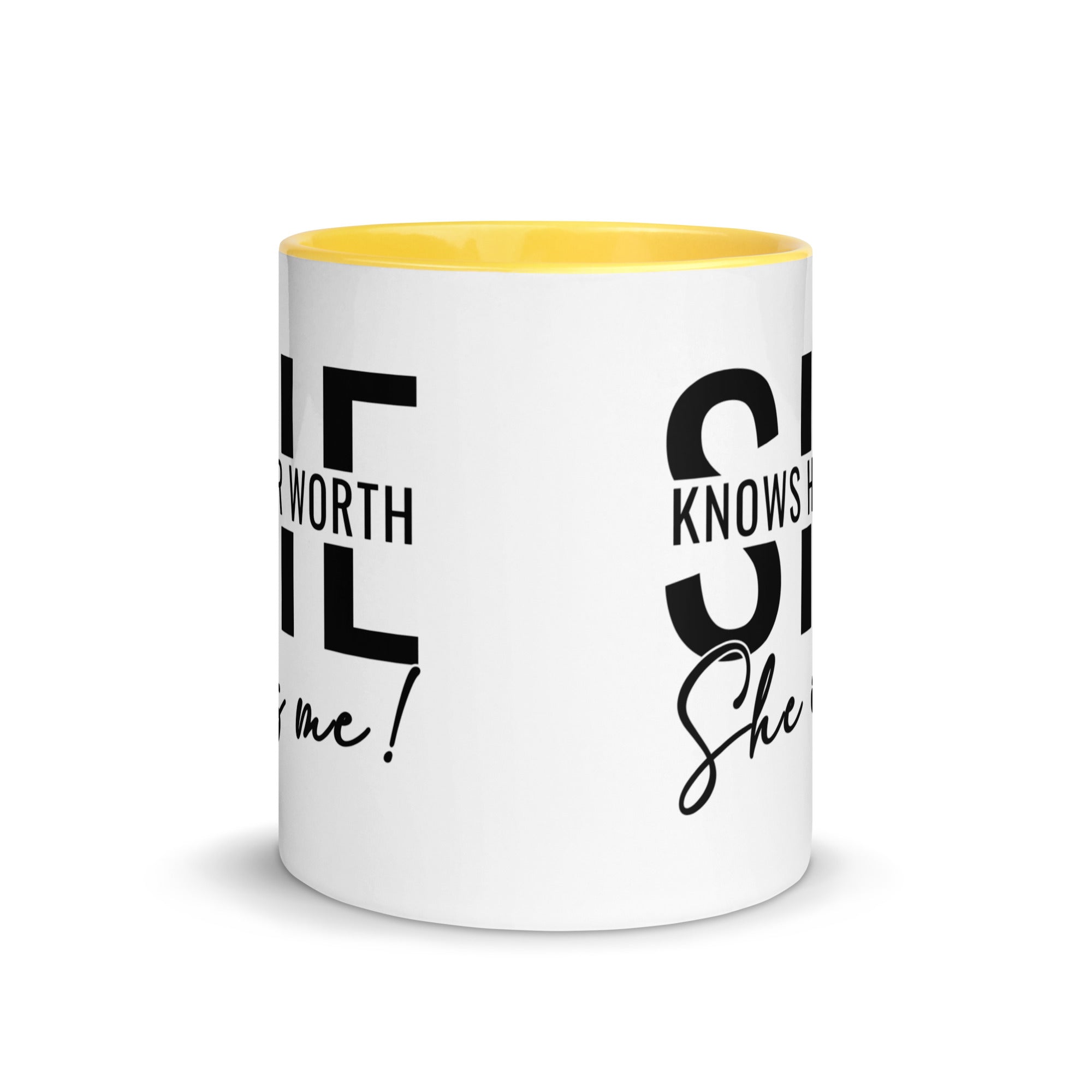 She Knowns Her Worth Mug with Color Inside-Phoenix Styles