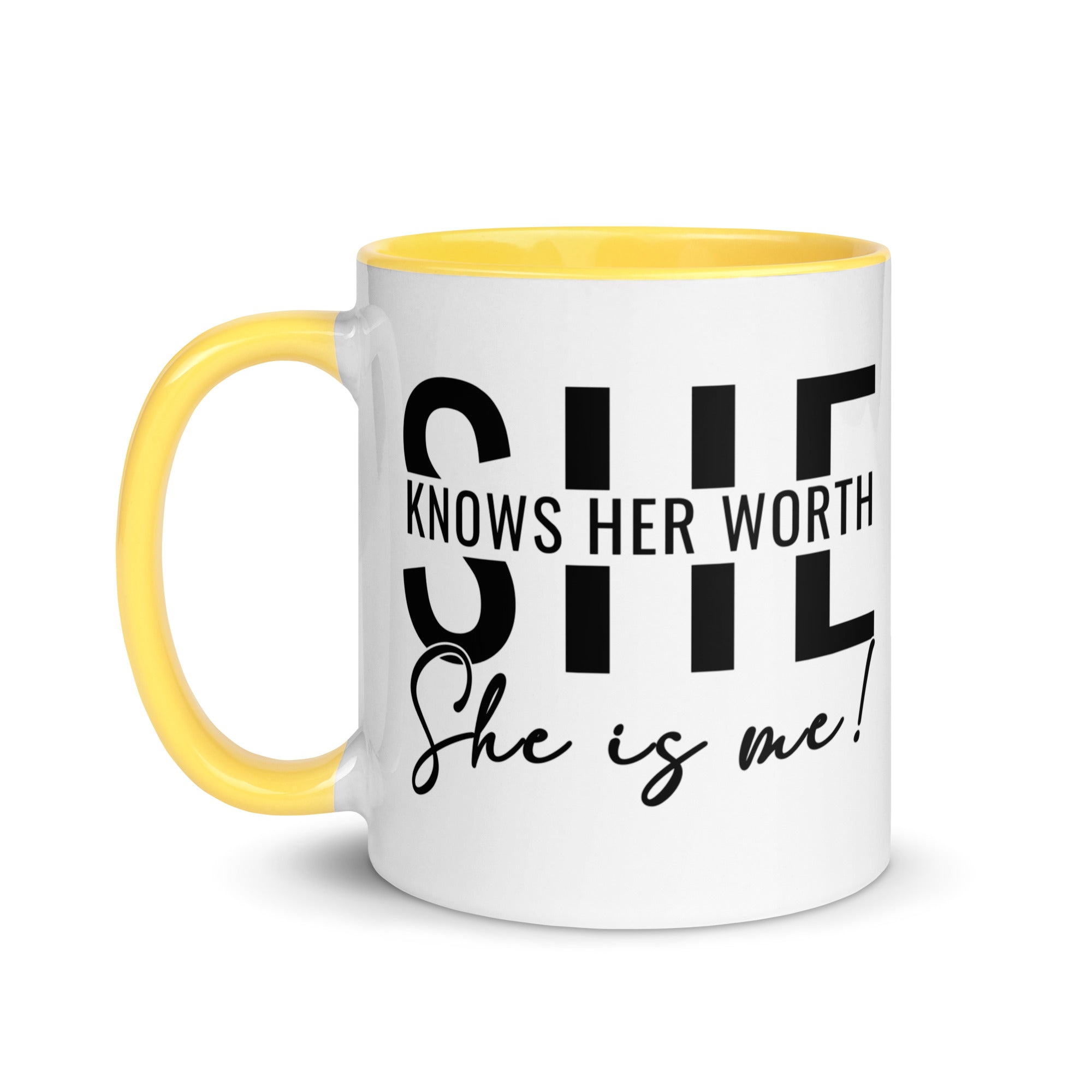 She Knowns Her Worth Mug with Color Inside-Phoenix Styles