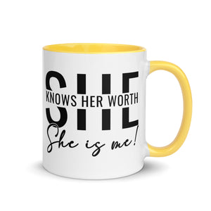 She Knowns Her Worth Mug with Color Inside-Phoenix Styles