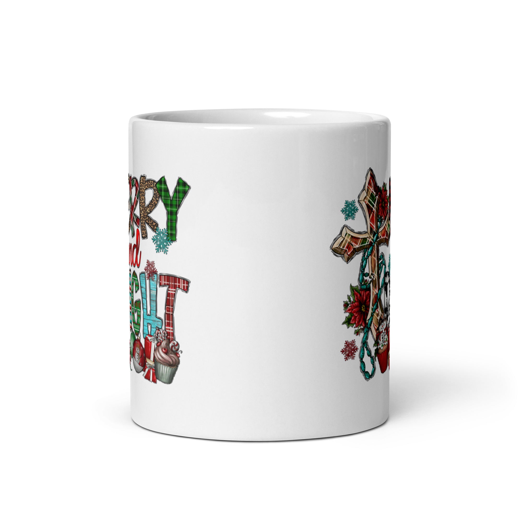 Merry and Bright White glossy mug-Phoenix Styles