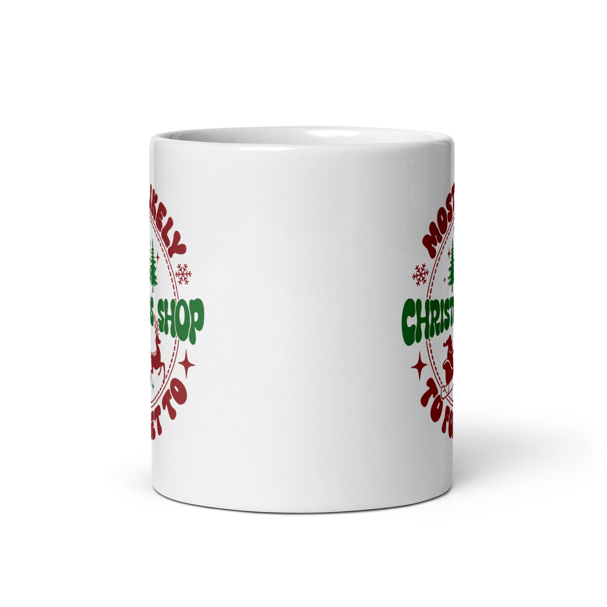 Most Likely To Forget To Christmas Shop White glossy mug-Phoenix Styles