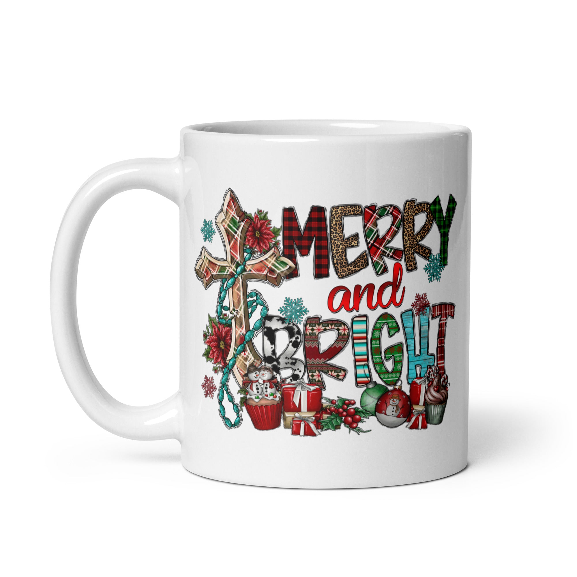 Merry and Bright White glossy mug-Phoenix Styles