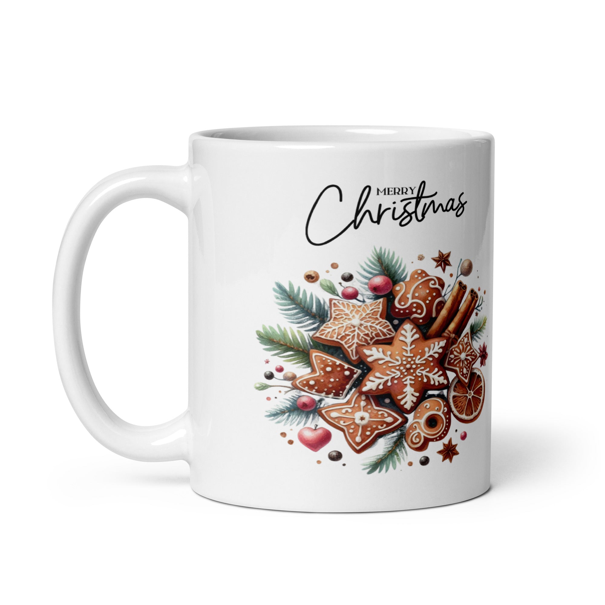 Gingerbread Merry Christmas White glossy mug-Phoenix Styles