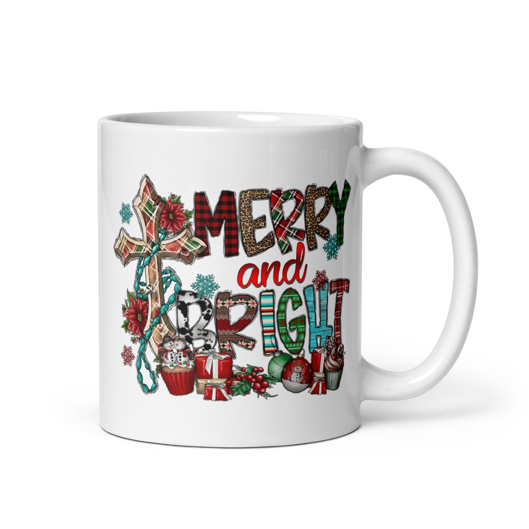 Merry and Bright White glossy mug-Phoenix Styles