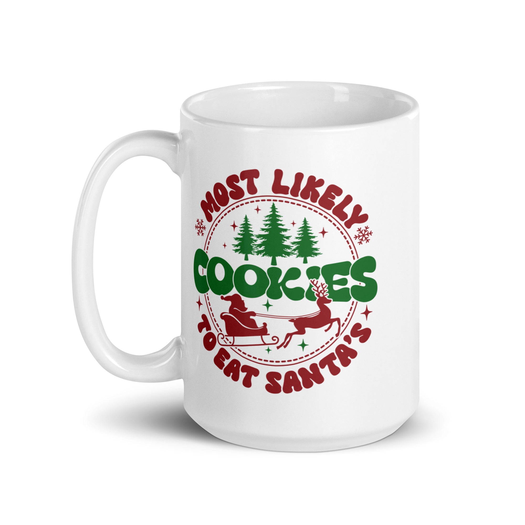 Most Likely to Eat Santa's Cookies White glossy mug-Phoenix Styles