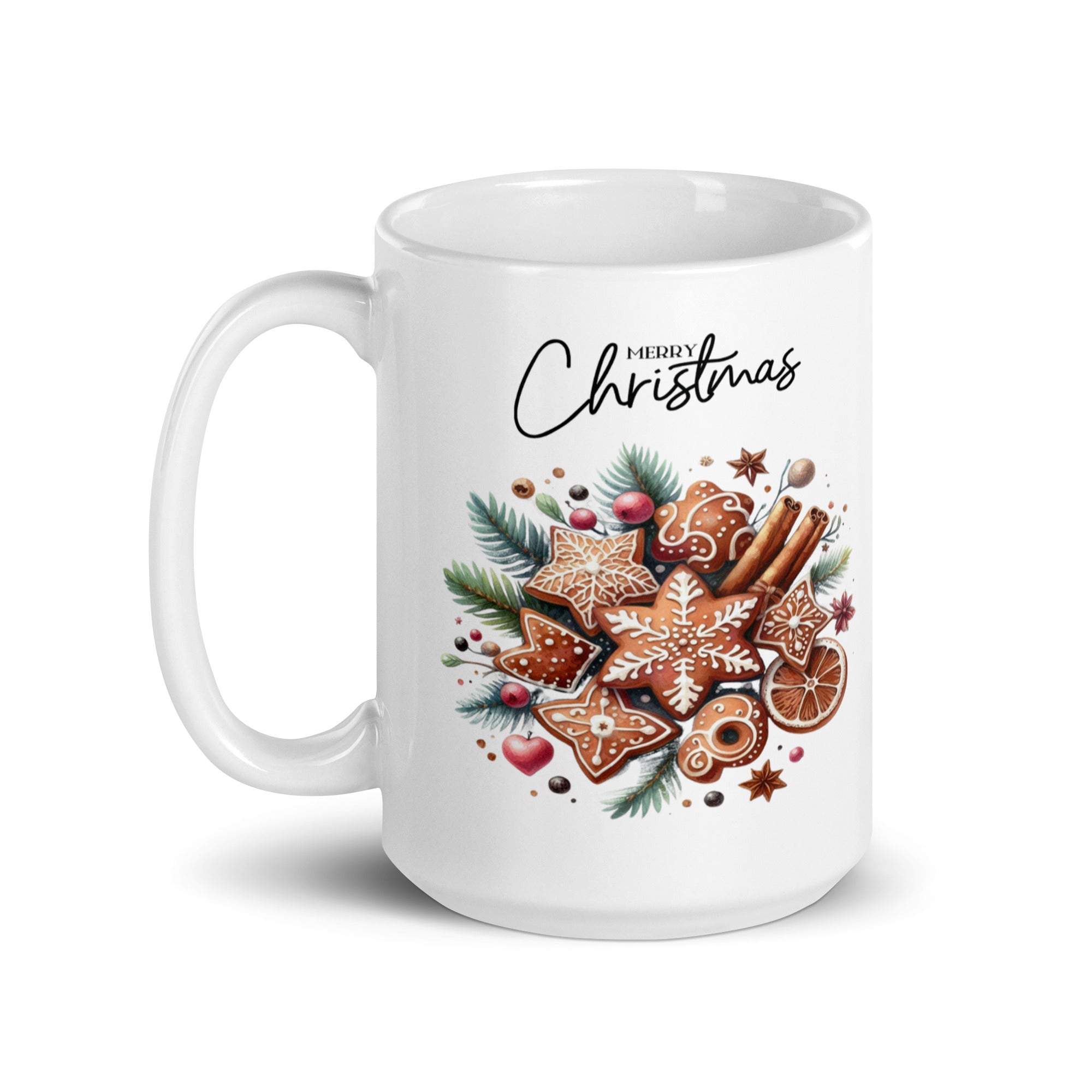 Gingerbread Merry Christmas White glossy mug-Phoenix Styles