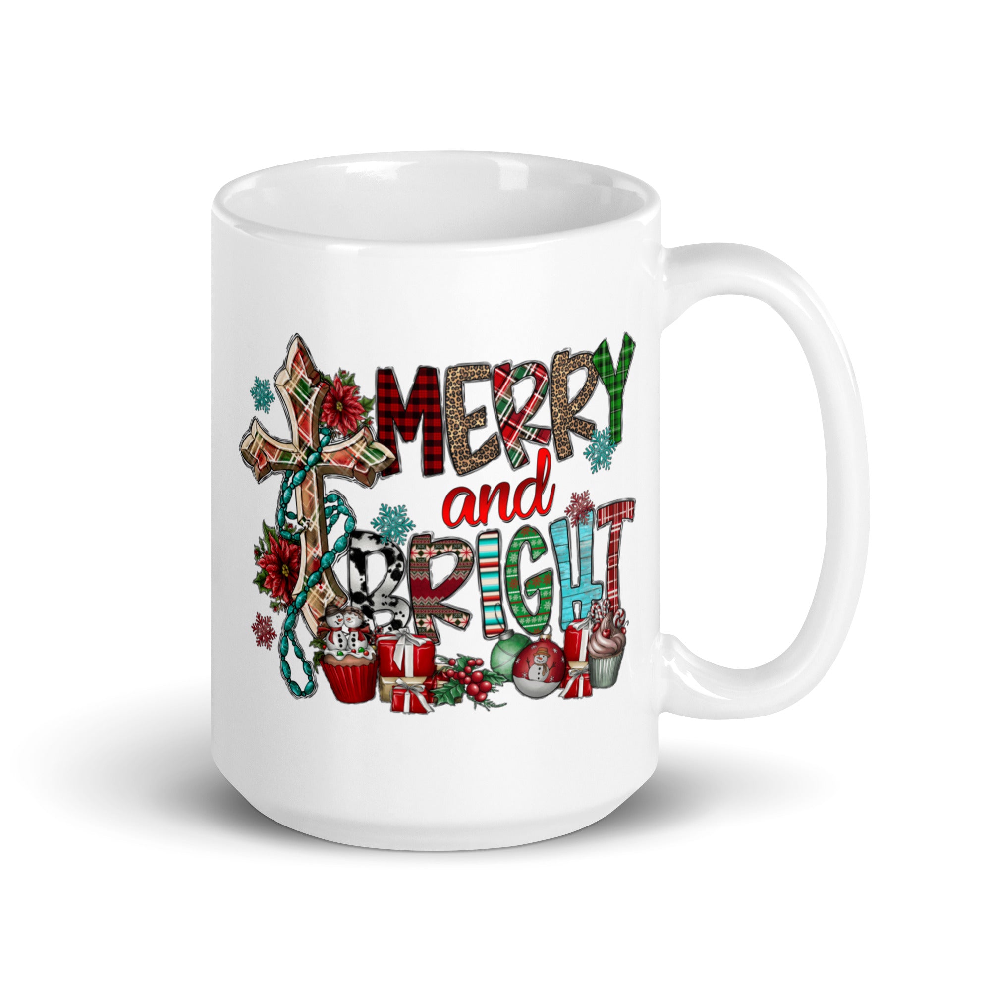 Merry and Bright White glossy mug-Phoenix Styles