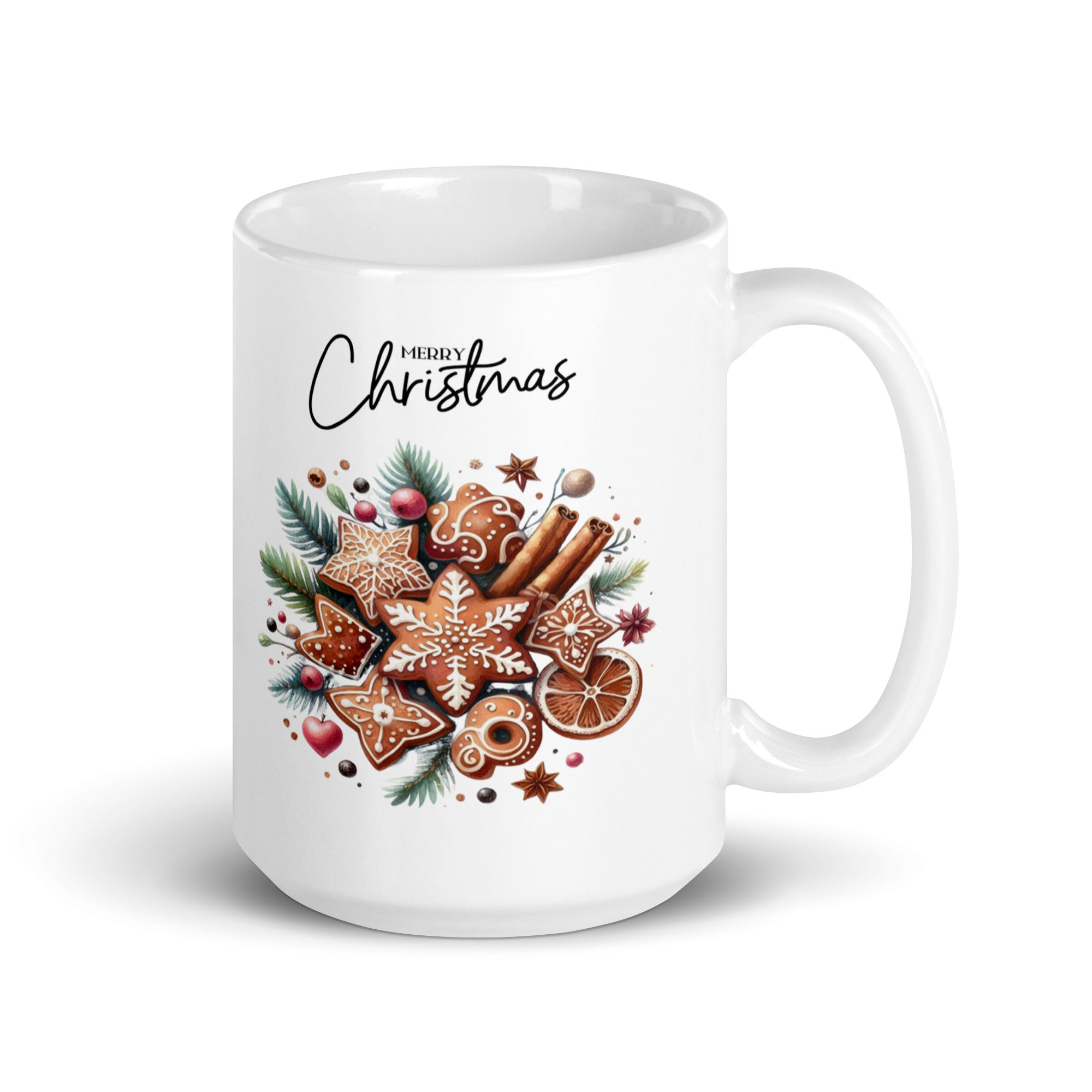 Gingerbread Merry Christmas White glossy mug-Phoenix Styles