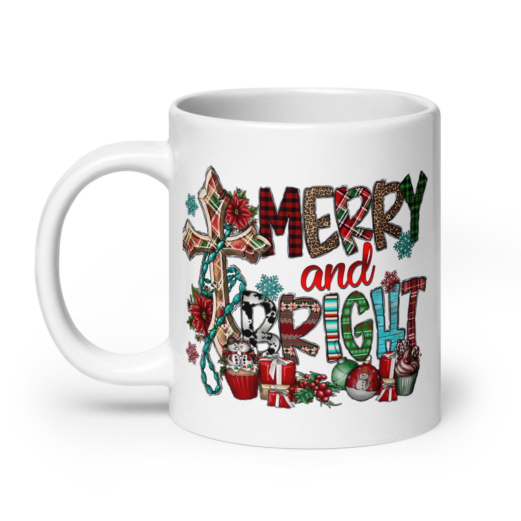 Merry and Bright White glossy mug-Phoenix Styles