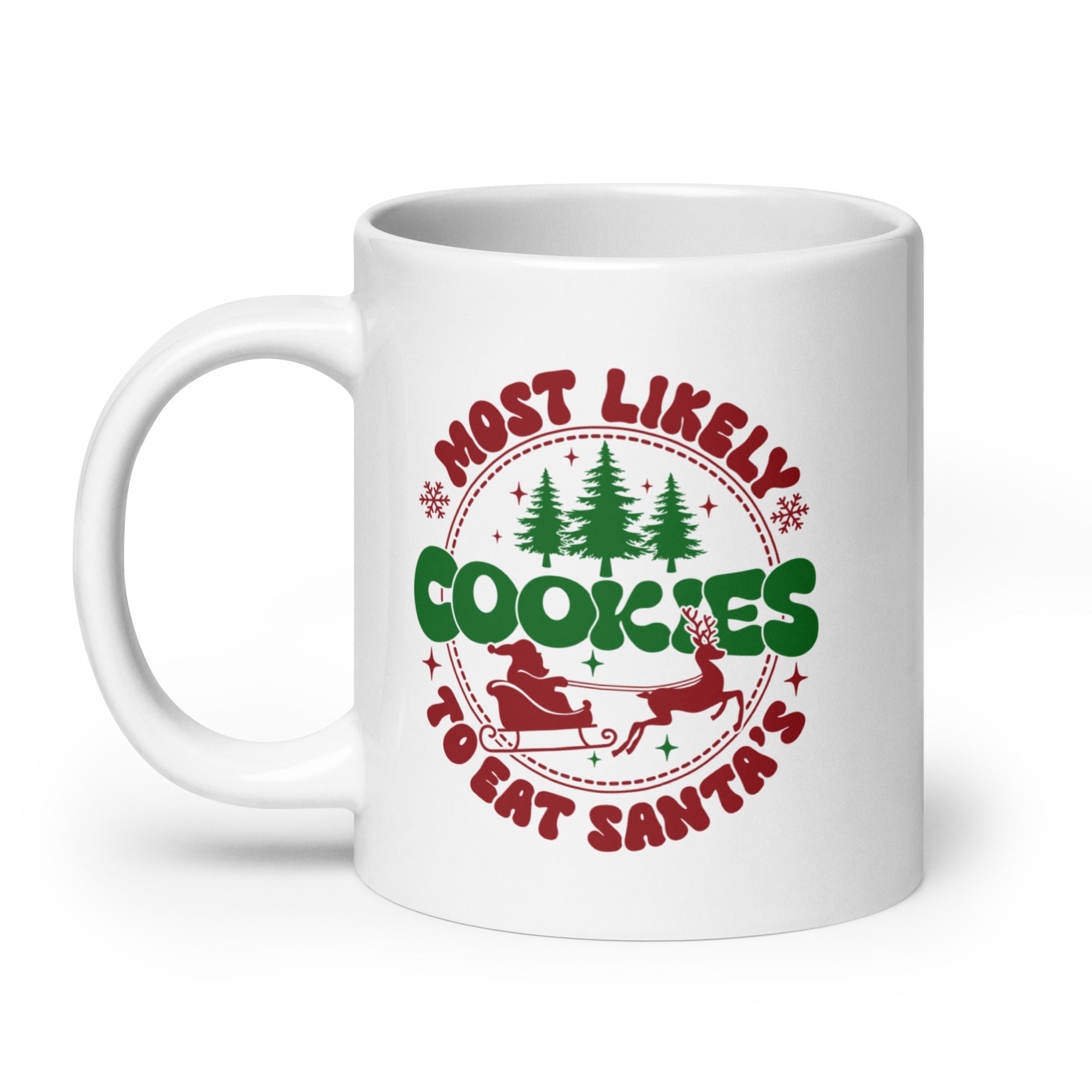 Most Likely to Eat Santa's Cookies White glossy mug-Phoenix Styles