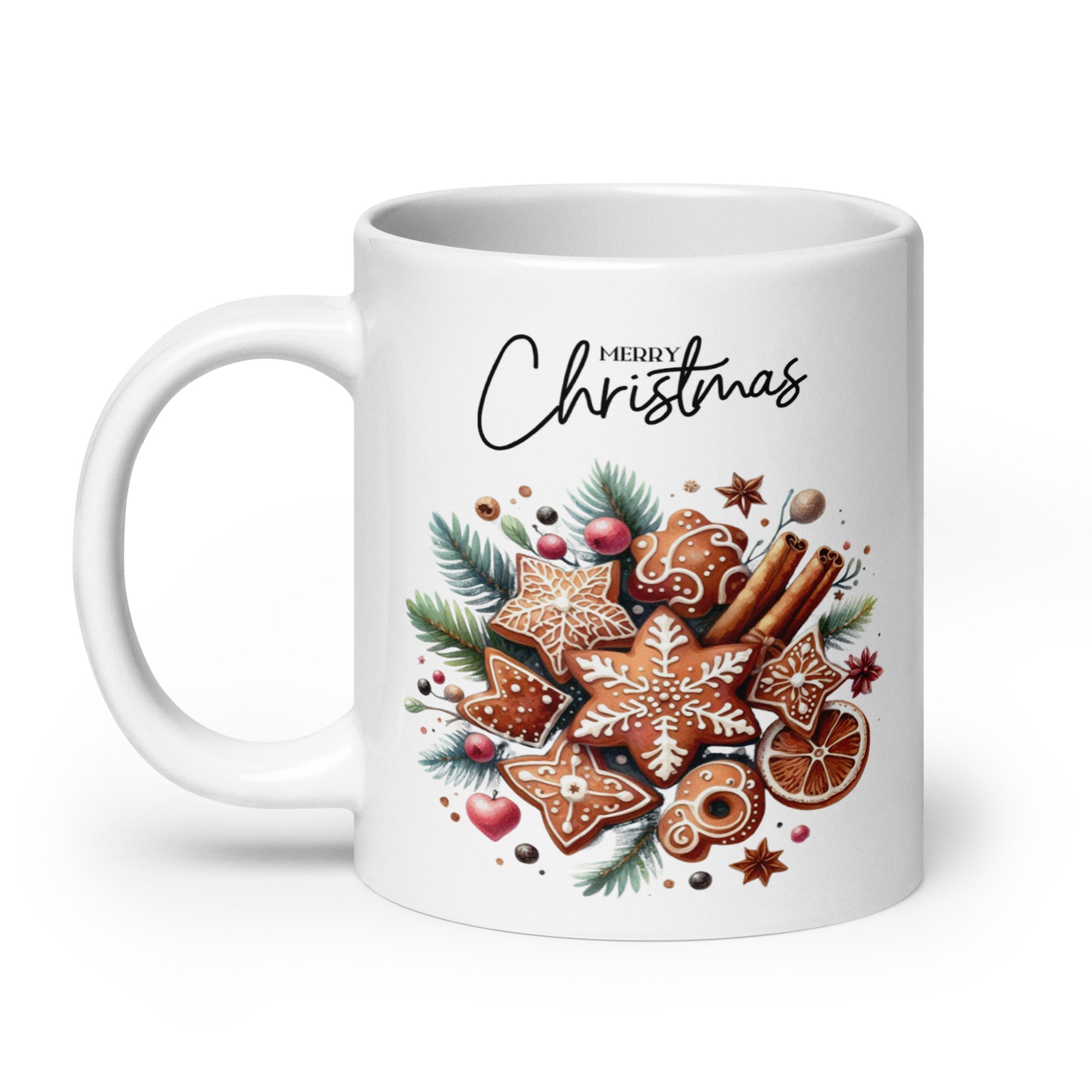 Gingerbread Merry Christmas White glossy mug-Phoenix Styles