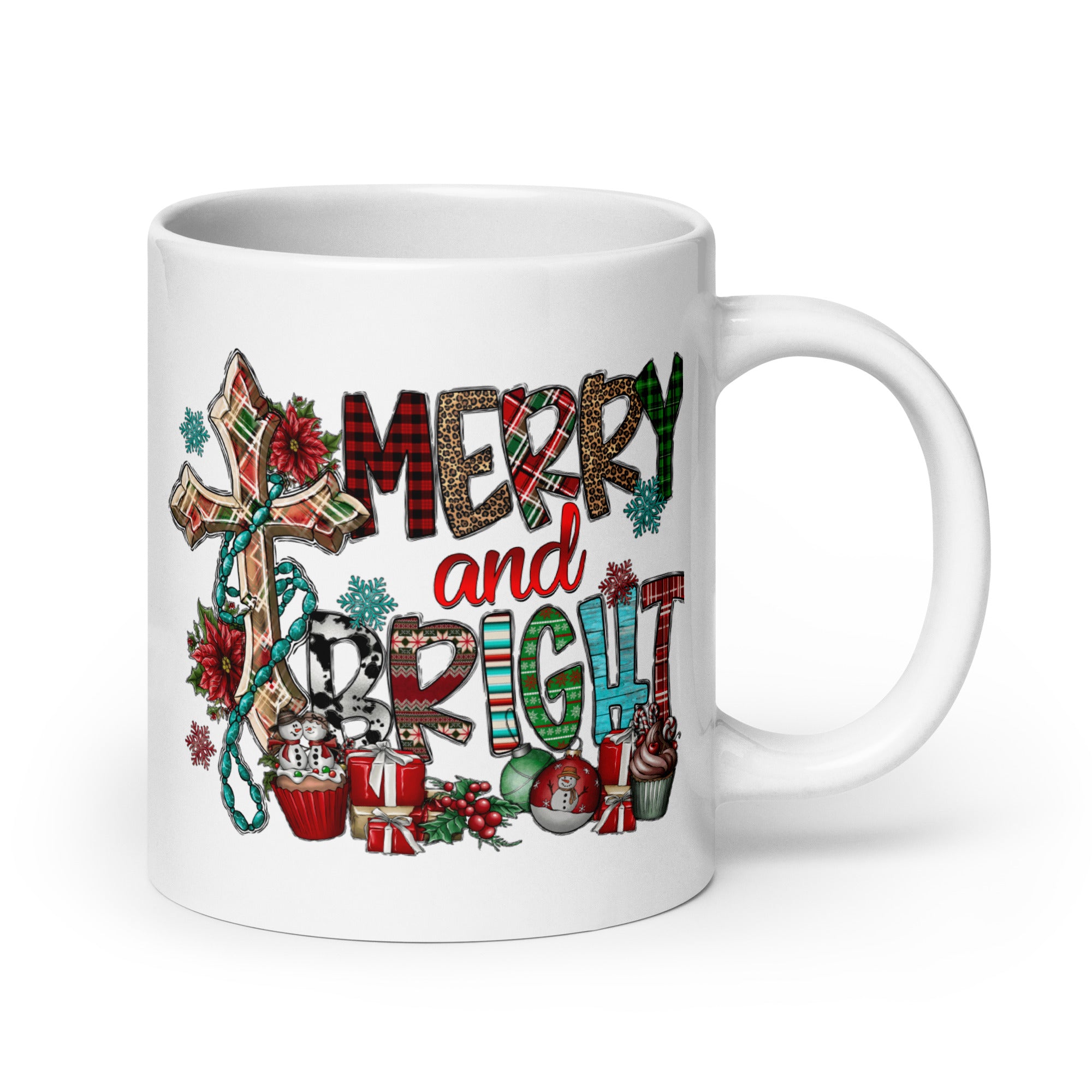 Merry and Bright White glossy mug-Phoenix Styles