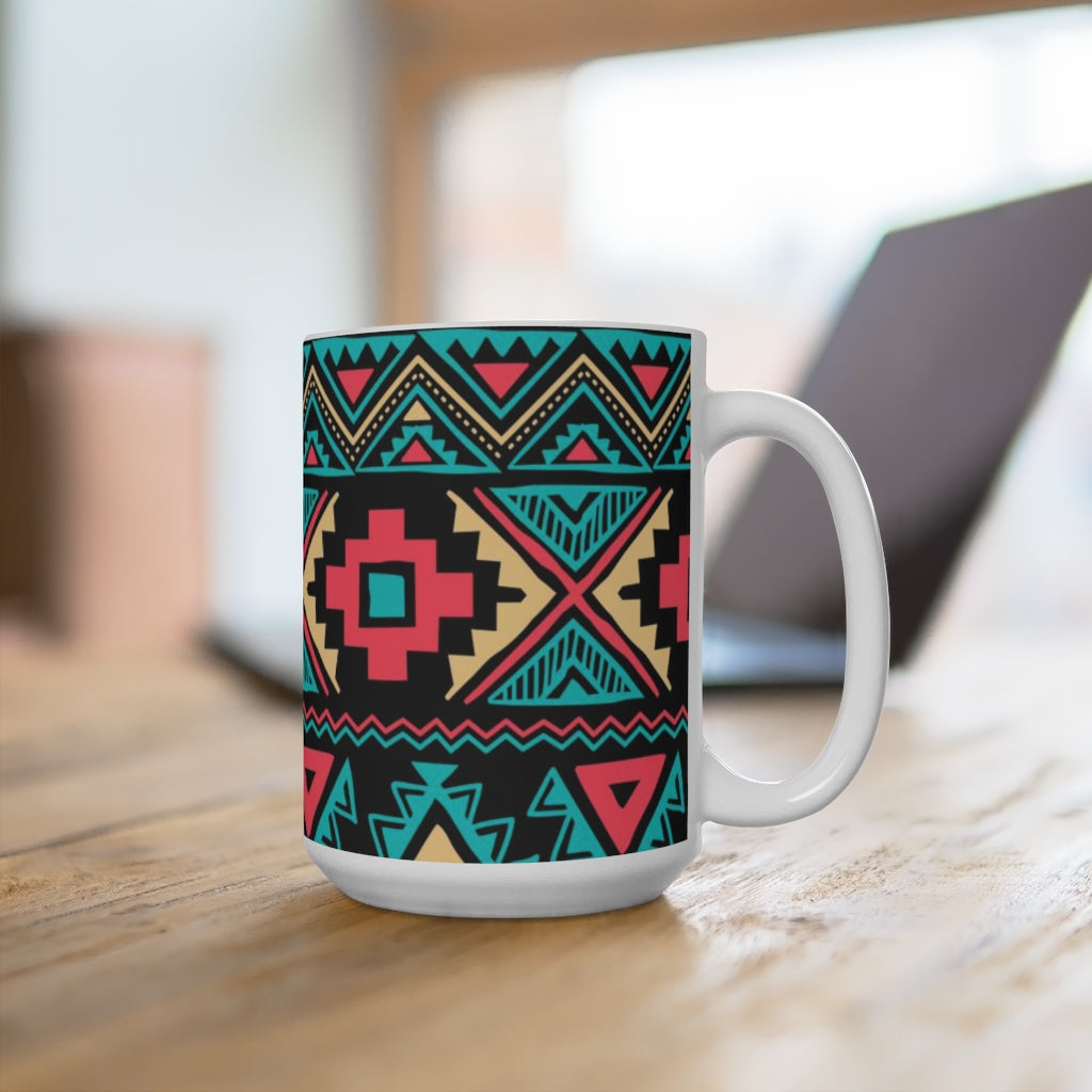 Tribal Vintage Ethnic Seamless White Ceramic Mug-Phoenix Styles