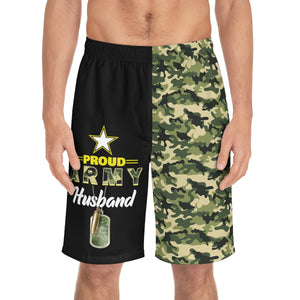 Proud Army Husband Board Camoflauge Shorts-Phoenix Styles