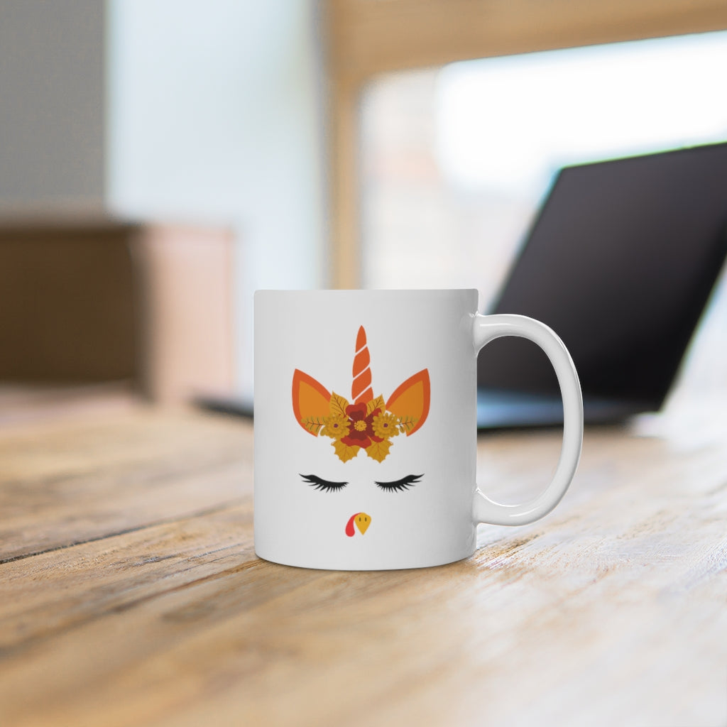 Thanksgiving Unicorn White Ceramic Mug-Phoenix Styles