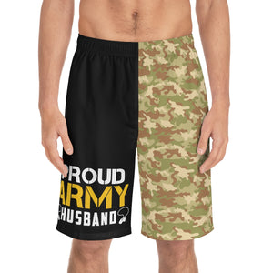 Proud Army Husband Camo Board Shorts-Phoenix Styles