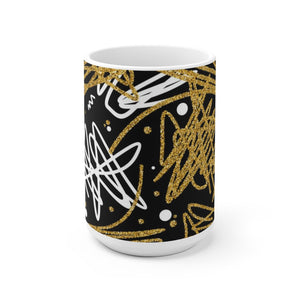 Fancy Gold Retro Doodle White Ceramic Mug-Phoenix Styles