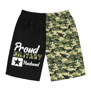 Proud Military Husband Camoflauge Board Shorts-Phoenix Styles