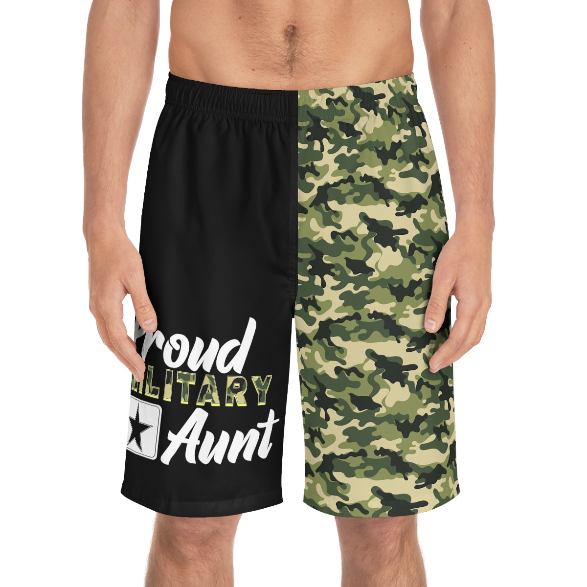 Proud Military Aunt Camoflauge Board Shorts-Phoenix Styles