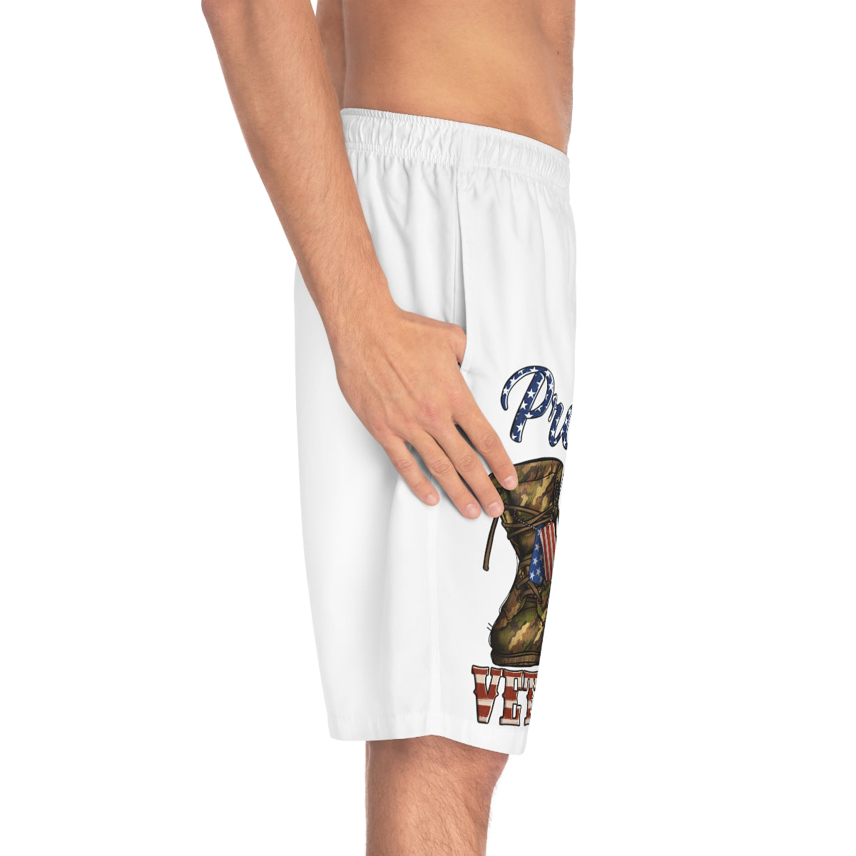 Proud Veteran Shoes White Board Shorts-Phoenix Styles