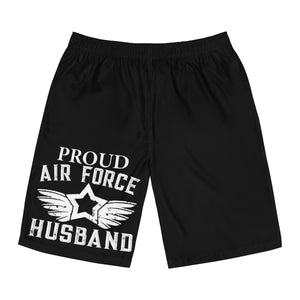 Proud Airforce Husband Men's Board Shorts (AOP)-Phoenix Styles