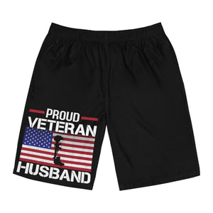 Proud Veteran Husband Men's Board Shorts (AOP)-Phoenix Styles