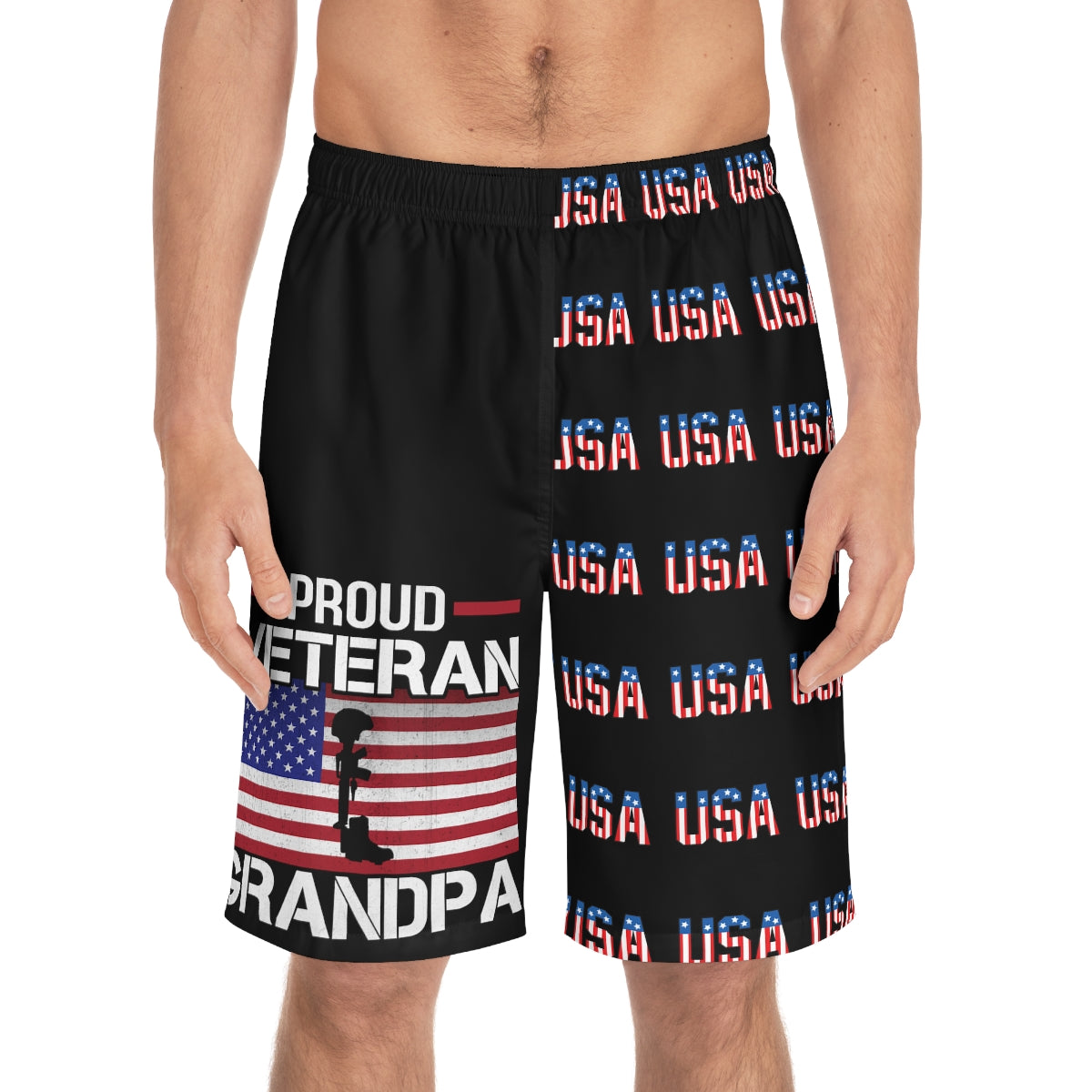 Proud Veteran Grandpa USA Board Shorts-Phoenix Styles