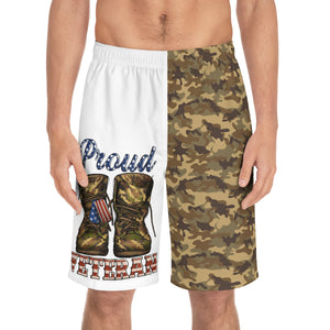 Proud Veteran Camo Shoes White Board Shorts-Phoenix Styles