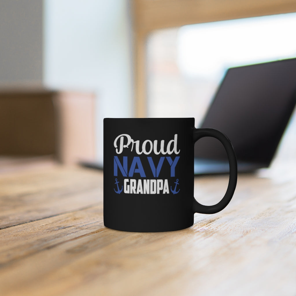 Proud Navy Grandpa Black Mug 11oz-Phoenix Styles