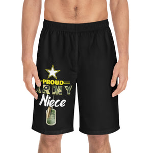 Proud Army Niece Camoflauge Back Board Shorts-Phoenix Styles