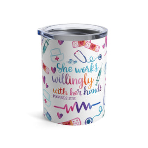 She Works Willingly With Her Hands Tumbler 10oz-Phoenix Styles