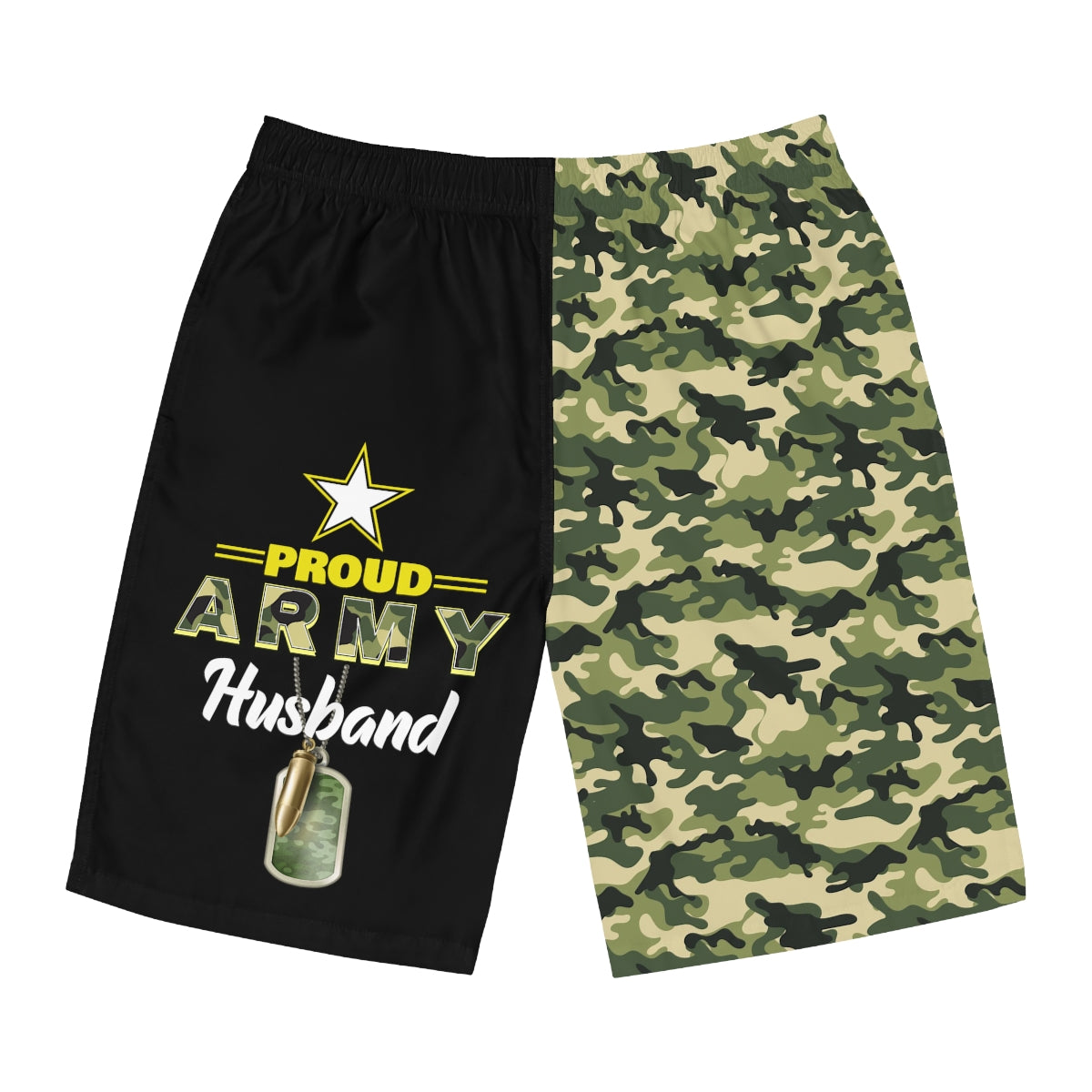 Proud Army Husband Board Camoflauge Shorts-Phoenix Styles