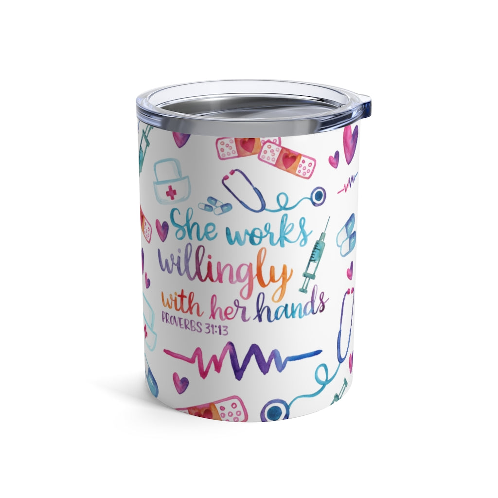 She Works Willingly With Her Hands Tumbler 10oz-Phoenix Styles