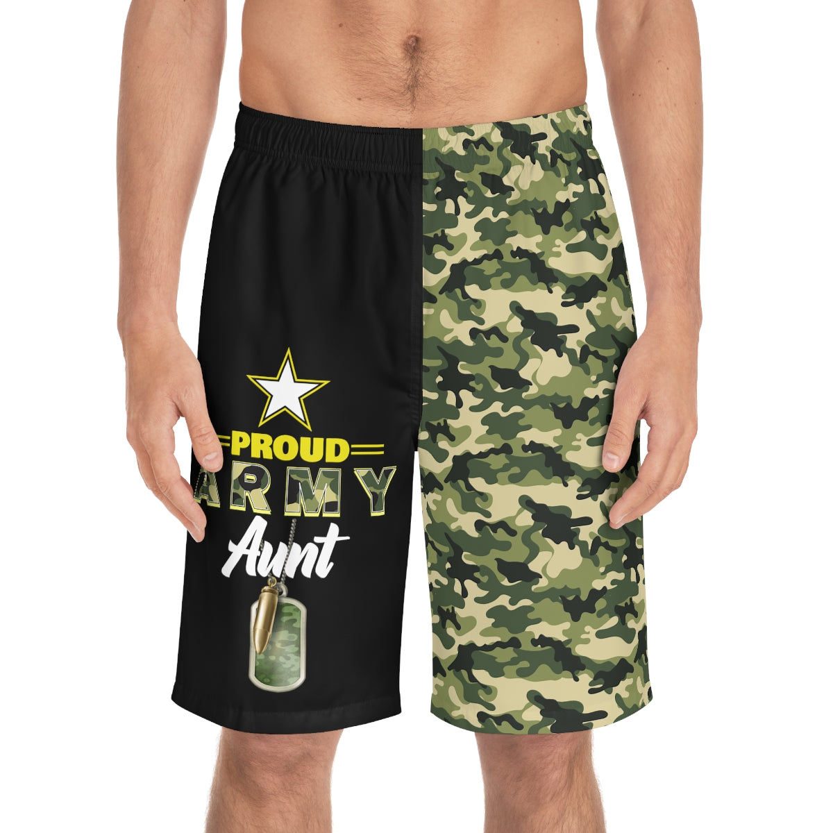 Proud Army Aunt Board Camoflauge Shorts-Phoenix Styles