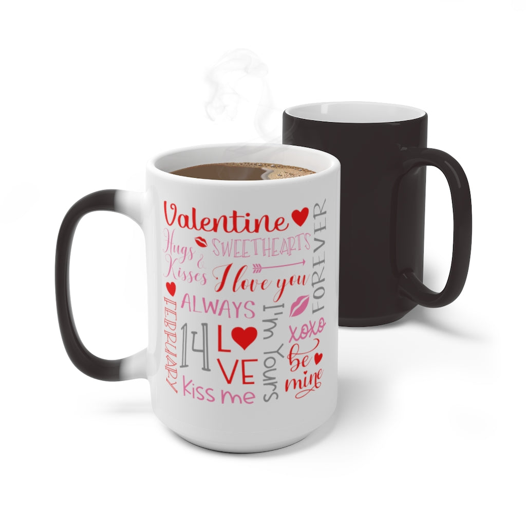 Valentine Day Color Changing Mug - Magic Mug - Unique Coffee Mug - Ceramic Coffee Mug - Valentines Day Mug - Best Friend Gift-Phoenix Styles