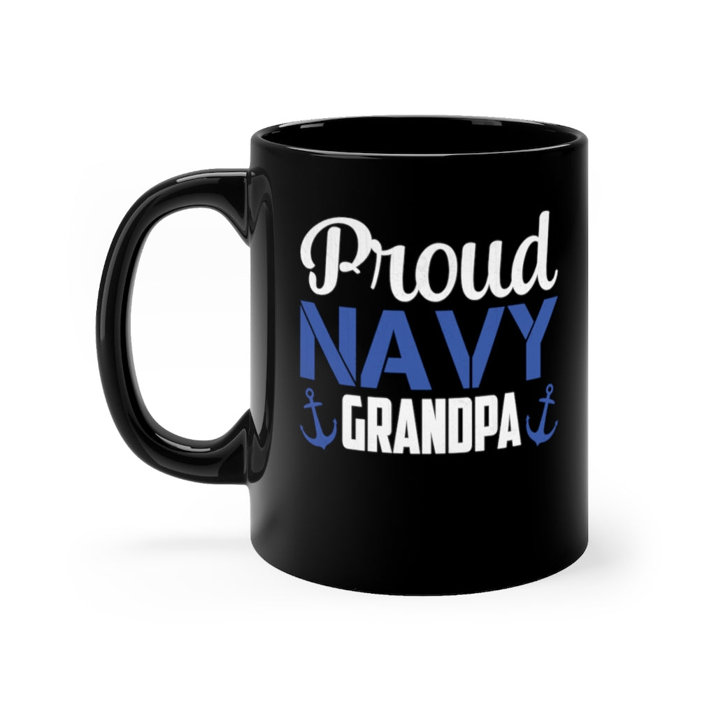 Proud Navy Grandpa Black Mug 11oz-Phoenix Styles